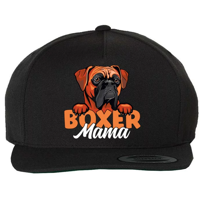 Funny Boxer Dog Face Boxer Mama Boxer Dog Gifts For Wo Wool Snapback Cap