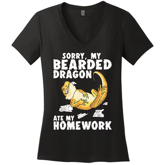 Funny Bearded Dragon Reptile Funny Lizard Women's V-Neck T-Shirt