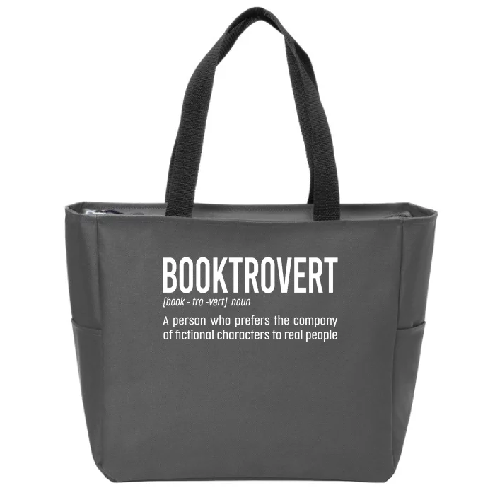 Funny Booktrovert Definition Reading Fan Book Lover Introvert Zip Tote Bag