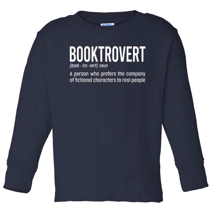 Funny Booktrovert Definition Reading Fan Book Lover Introvert Toddler Long Sleeve Shirt