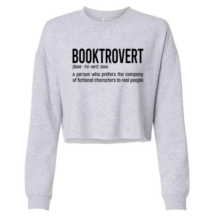 Funny Booktrovert Definition Reading Fan Book Lover Introvert Cropped Pullover Crew