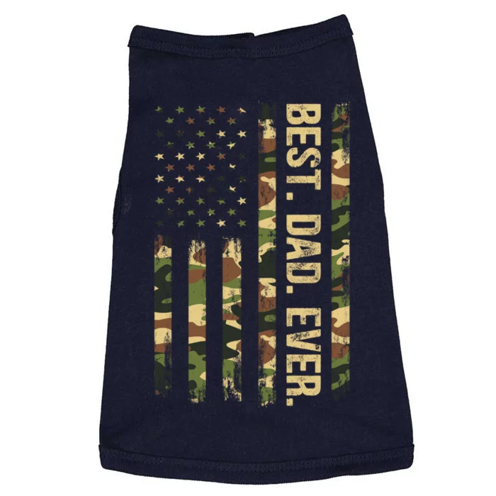 Funny Best Dad Ever American Military Camouflage Flag Gift Doggie Tank