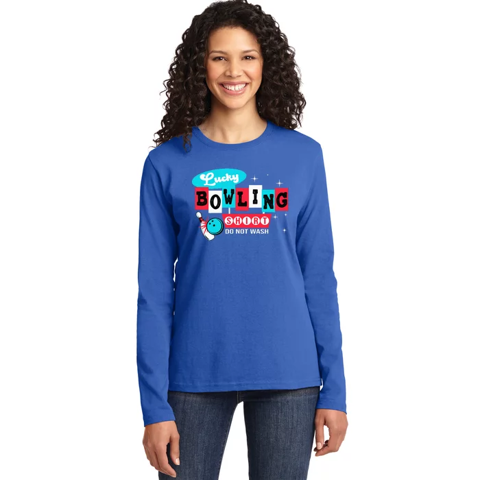 Funny Bowling Design Do Not Wash This Is My Lucky Bowling Ladies Long Sleeve Shirt