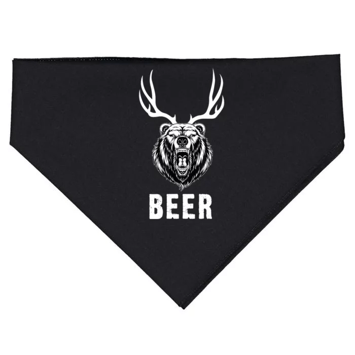 Funny Bear Deer Beer Gift USA-Made Doggie Bandana