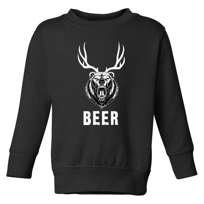 Funny Bear Deer Beer Gift Toddler Sweatshirt