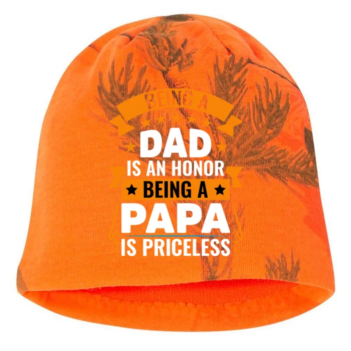 Funny Being Dad Is An Honor Being A Papa Is Priceless Gift Kati - Camo Knit Beanie