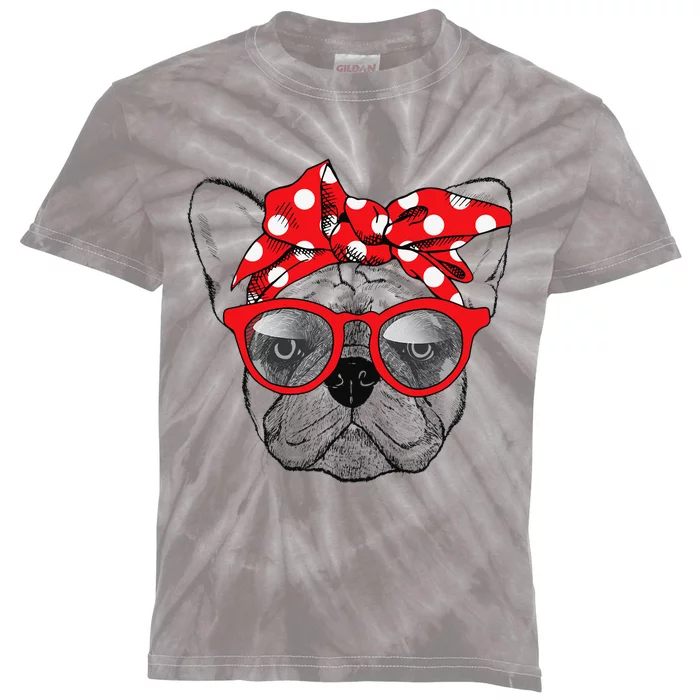 French Bulldog Dog Mom Bandana Sunglasses Mother's Day Kids Tie-Dye T-Shirt