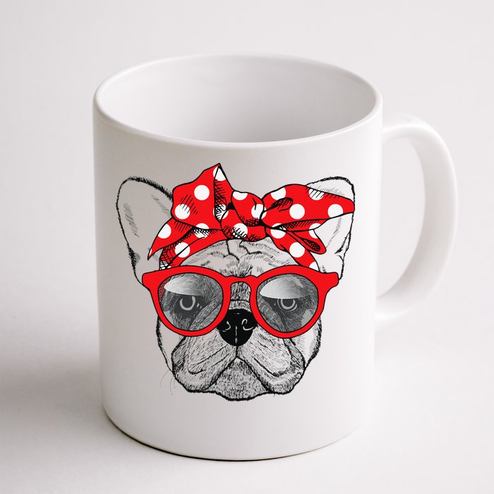 French Bulldog Dog Mom Bandana Sunglasses Mother's Day Front & Back Coffee Mug