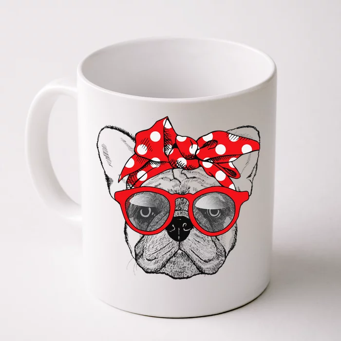 French Bulldog Dog Mom Bandana Sunglasses Mother's Day Front & Back Coffee Mug