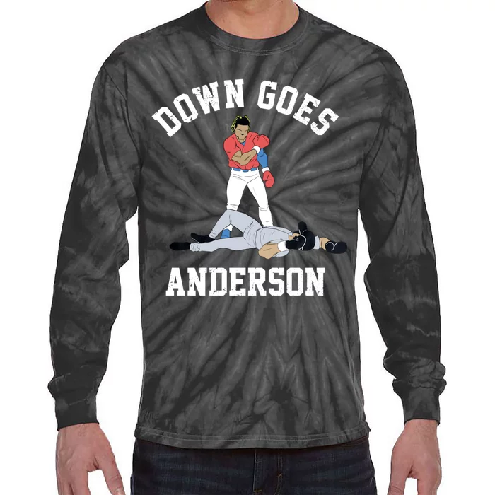 FUNNY BASEBALL DOWN GOES ANDERSON Tie-Dye Long Sleeve Shirt