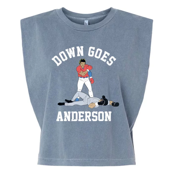 FUNNY BASEBALL DOWN GOES ANDERSON Garment-Dyed Women's Muscle Tee