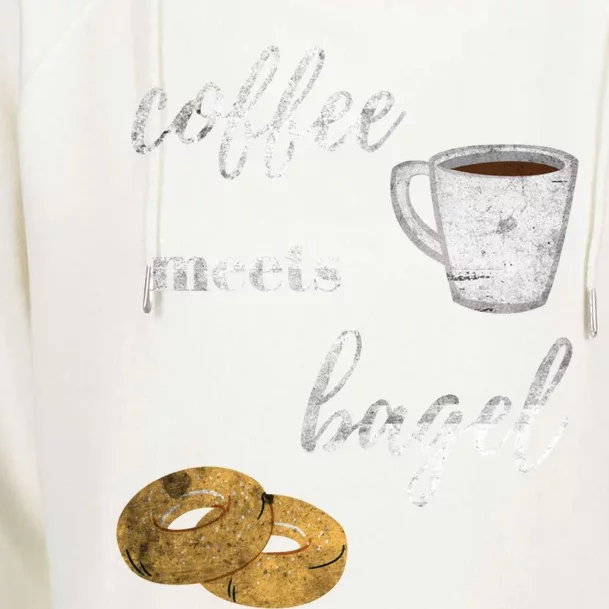 Foodie Breakfast Design Funny Coffee Meets Bagels Food Lover Gift Womens Funnel Neck Pullover Hood