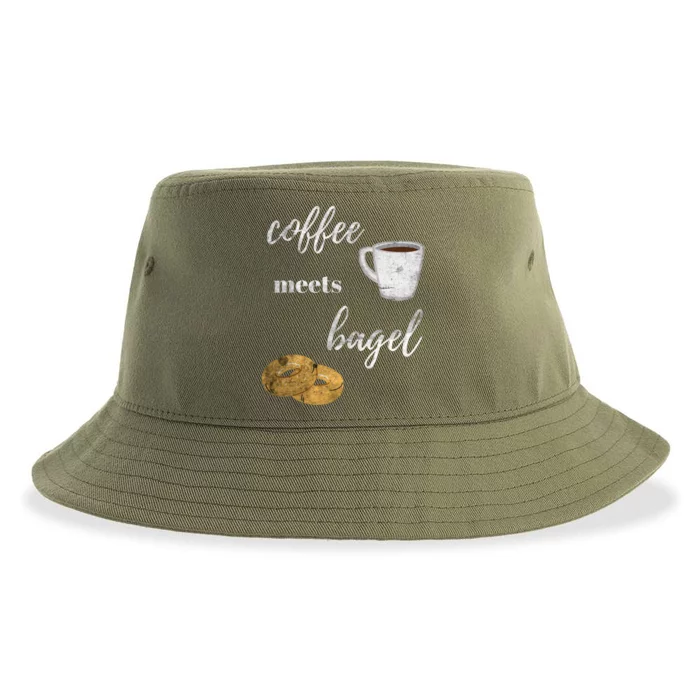 Foodie Breakfast Design Funny Coffee Meets Bagels Food Lover Gift Sustainable Bucket Hat