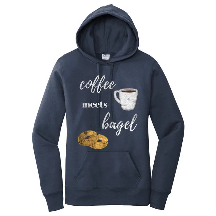 Foodie Breakfast Design Funny Coffee Meets Bagels Food Lover Gift Women's Pullover Hoodie