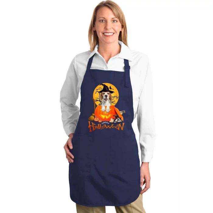 Funny Beagle Dog Spooky Halloween Full-Length Apron With Pocket