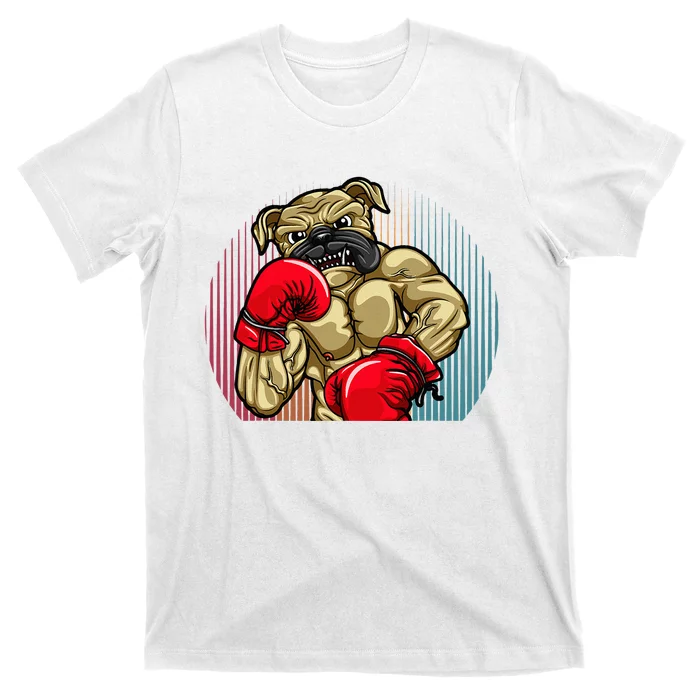 Funny Boxing Dog Wearing Heavyweight Boxing Gloves Bulldog T-Shirt