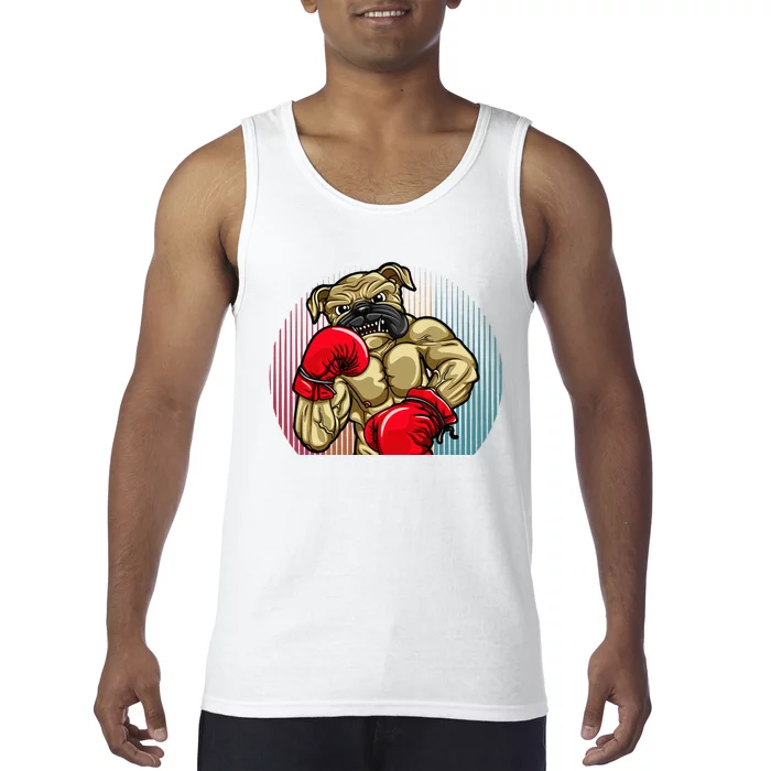 Funny Boxing Dog Wearing Heavyweight Boxing Gloves Bulldog Tank Top