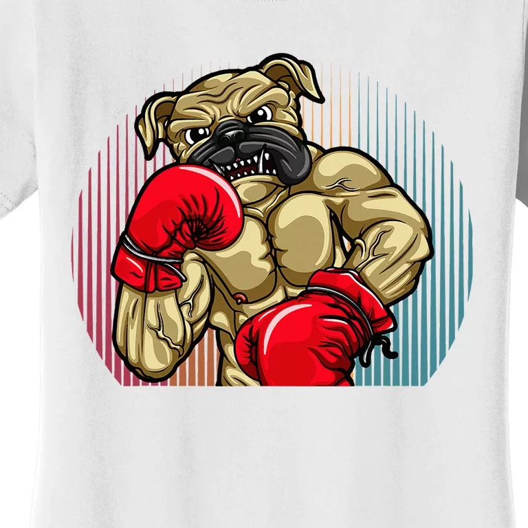 Funny Boxing Dog Wearing Heavyweight Boxing Gloves Bulldog Women's T-Shirt