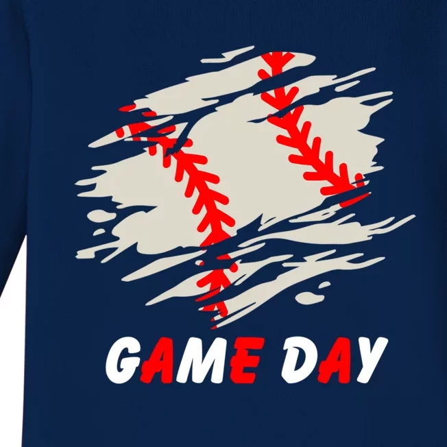 Funny Baseball Day Quote Cool Game Of The Day Gift Baby Long Sleeve Bodysuit