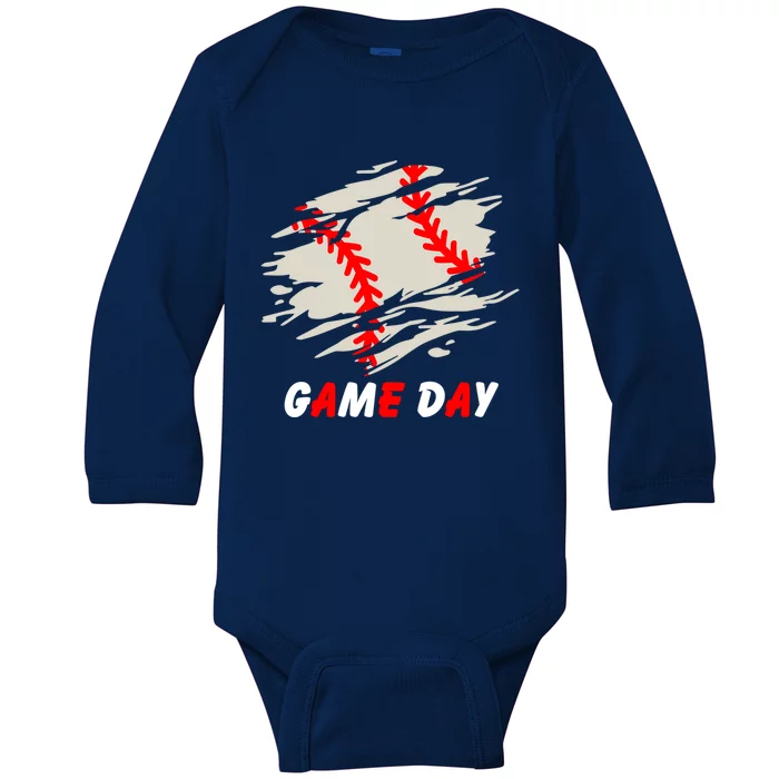 Funny Baseball Day Quote Cool Game Of The Day Gift Baby Long Sleeve Bodysuit