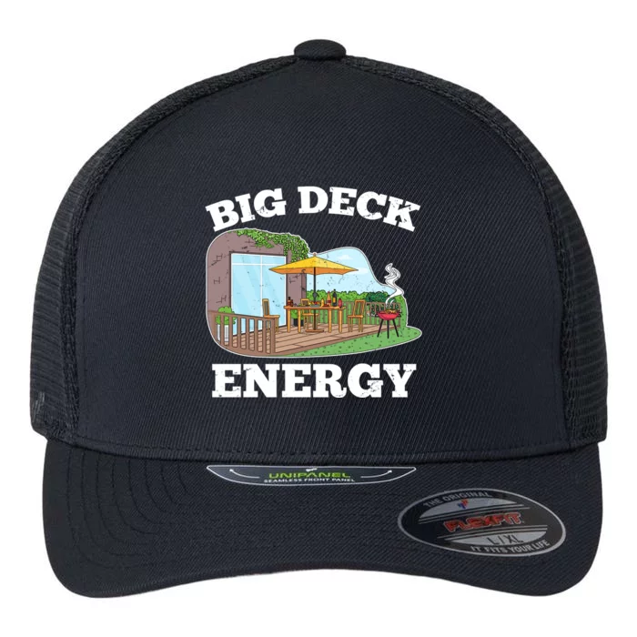 Funny Big Deck Energy Summer Vacation Flexfit Unipanel Trucker Cap