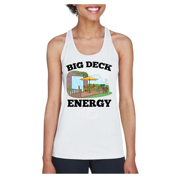 Funny Big Deck Energy Summer Vacation Women's Racerback Tank