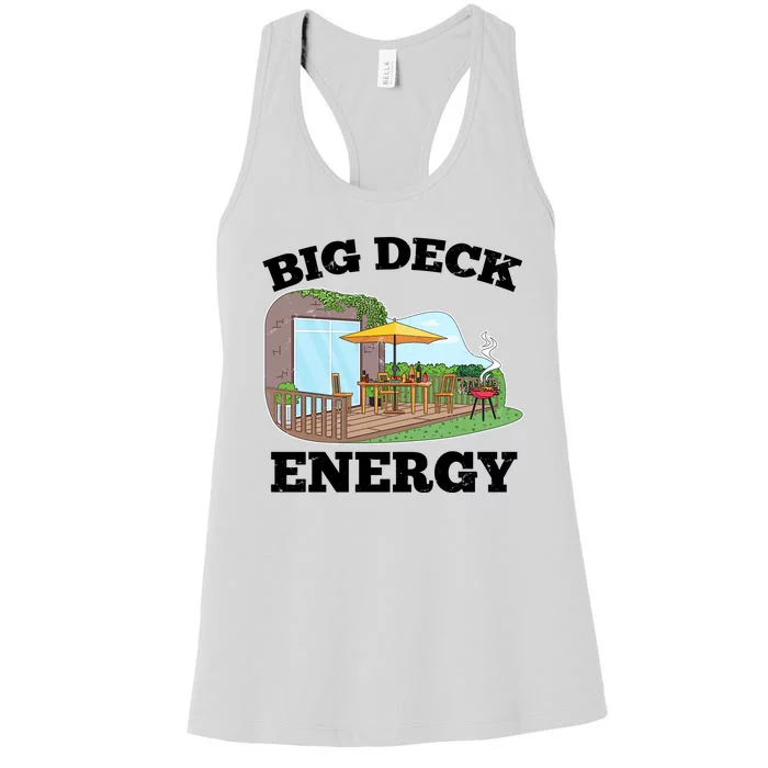 Funny Big Deck Energy Summer Vacation Women's Racerback Tank