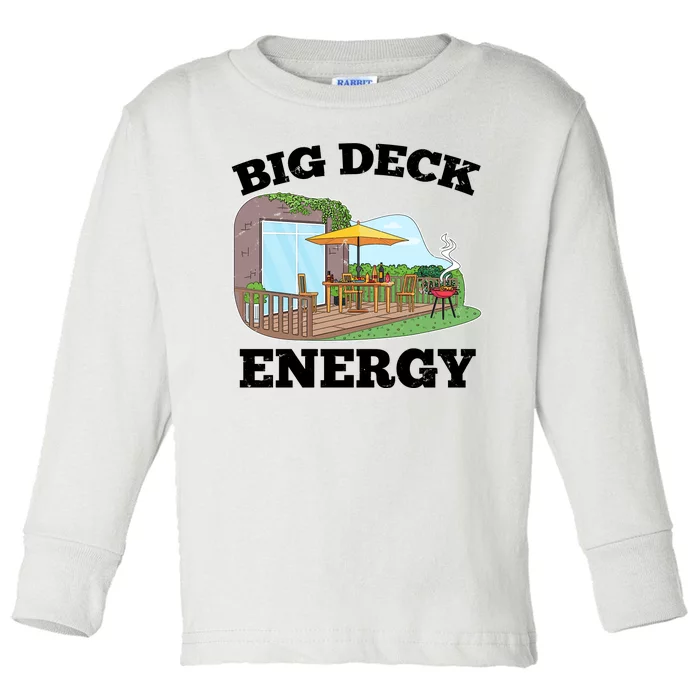 Funny Big Deck Energy Summer Vacation Toddler Long Sleeve Shirt