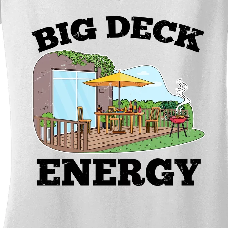 Funny Big Deck Energy Summer Vacation Women's V-Neck T-Shirt