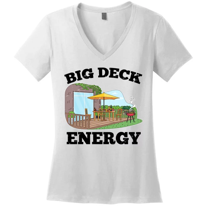 Funny Big Deck Energy Summer Vacation Women's V-Neck T-Shirt