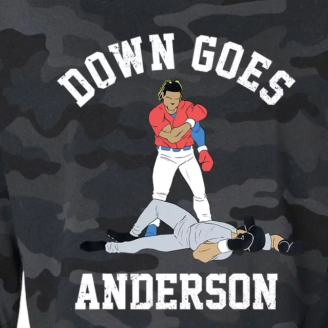 FUNNY BASEBALL DOWN GOES ANDERSON Cropped Pullover Crew