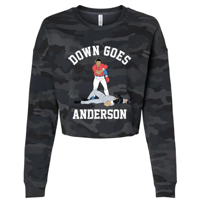 FUNNY BASEBALL DOWN GOES ANDERSON Cropped Pullover Crew