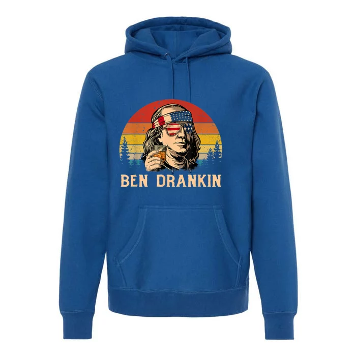 Funny Ben Drankin Retro Vintage Usa Flag July 4 Celebration Gift Premium Hoodie