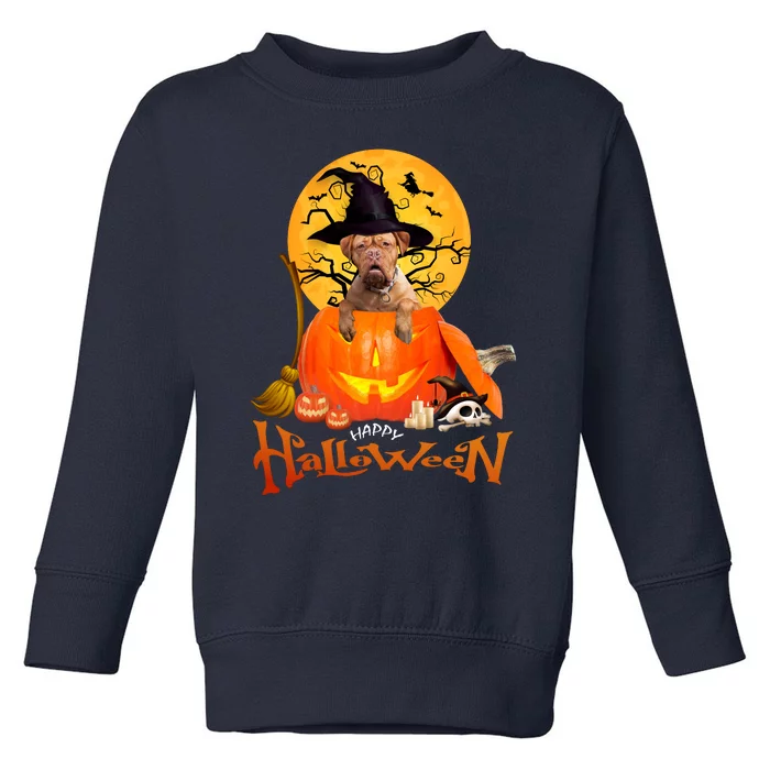 Funny Bordeaux Dog Spooky Halloween Toddler Sweatshirt