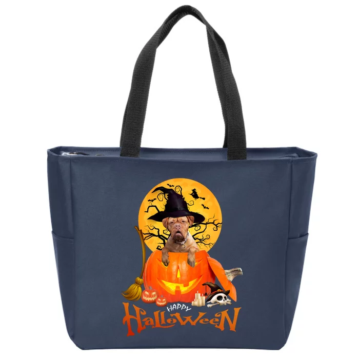 Funny Bordeaux Dog Spooky Halloween Zip Tote Bag