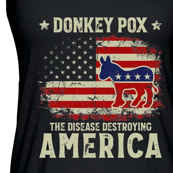 Funny Biden Donkey Pox The Disease Destroying America Ladies Essential Flowy Tank