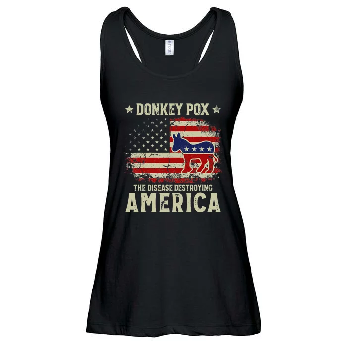 Funny Biden Donkey Pox The Disease Destroying America Ladies Essential Flowy Tank