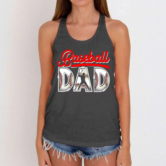 Funny Baseball Dad Daddy Fathers Day Sport Lover Baseball Gift Women's Knotted Racerback Tank