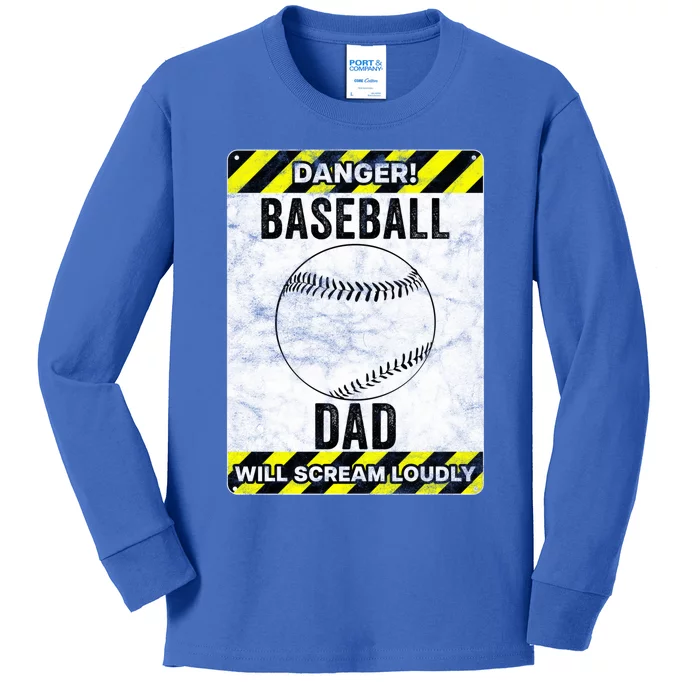 Funny Baseball Dad Sign Baseball Dad Gift Kids Long Sleeve Shirt