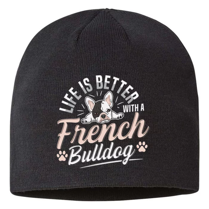 French bulldog Design for a French bulldog owner 8 1/2in Sustainable Knit Beanie