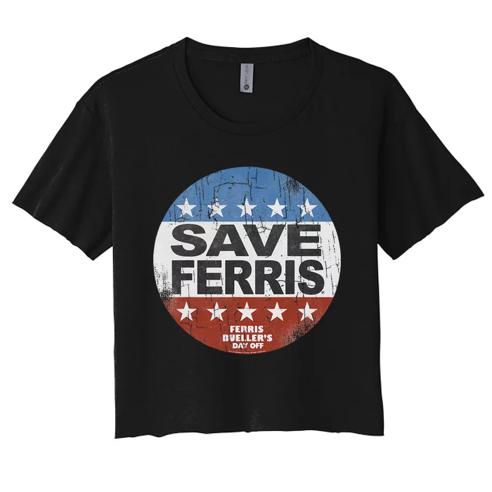 F.E.R.R.I.S B...U.E.L.L.E.R Day Off Save Ferris American Flag Women's Crop Top Tee