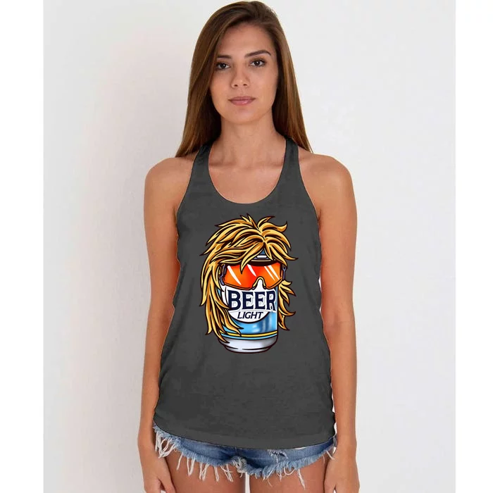 Funny Beer Drinking Funny Redneck Mullet Women's Knotted Racerback Tank