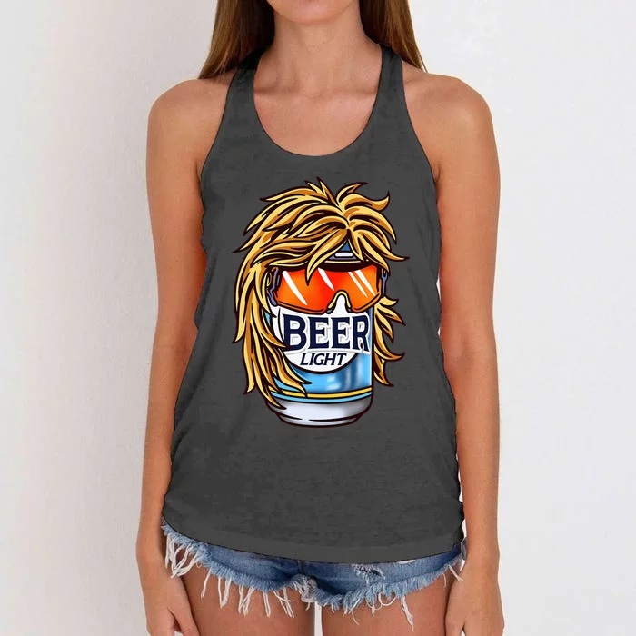 Funny Beer Drinking Funny Redneck Mullet Women's Knotted Racerback Tank