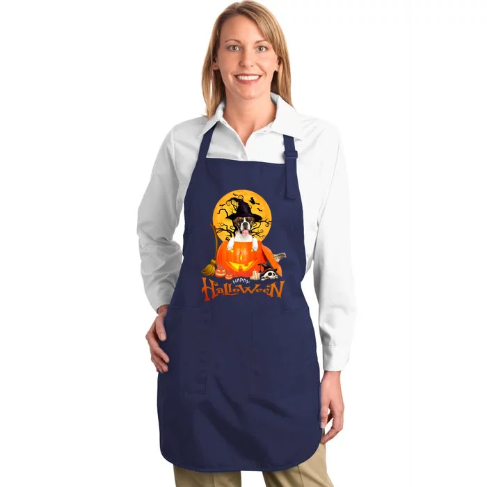 Funny Boxer Dog Spooky Halloween Full-Length Apron With Pocket