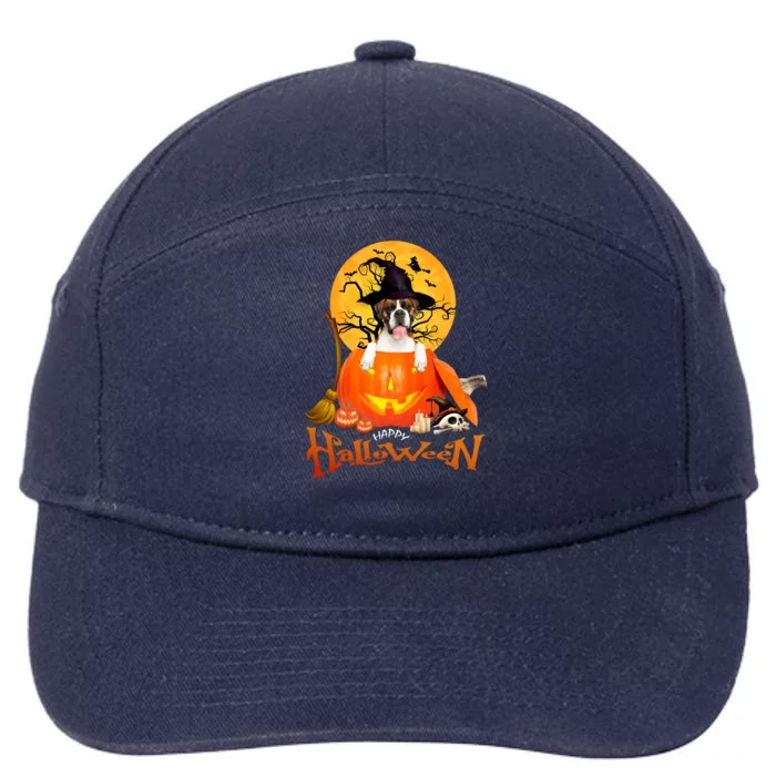 Funny Boxer Dog Spooky Halloween 7-Panel Snapback Hat