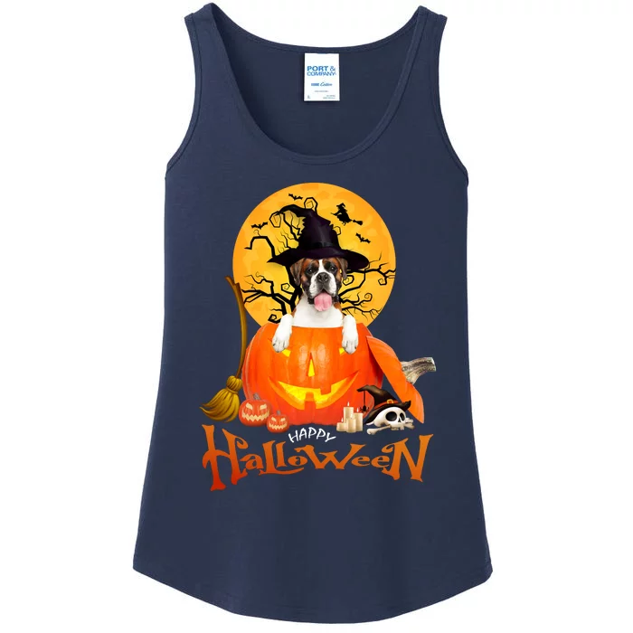 Funny Boxer Dog Spooky Halloween Ladies Essential Tank