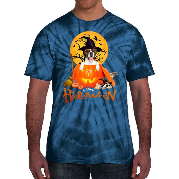 Funny Boxer Dog Spooky Halloween Tie-Dye T-Shirt