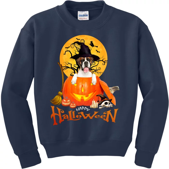 Funny Boxer Dog Spooky Halloween Kids Sweatshirt