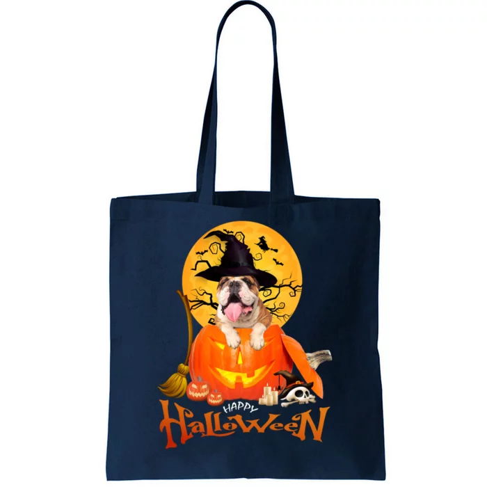 Funny Bulldog Dog Spooky Halloween Tote Bag