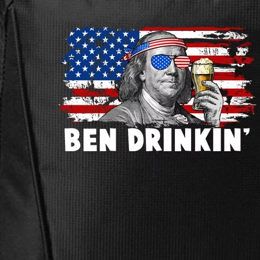 Funny Ben Drinkin USA American Flag City Backpack